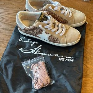 Vintage Havana glitter white star suede sneakers size 7.5